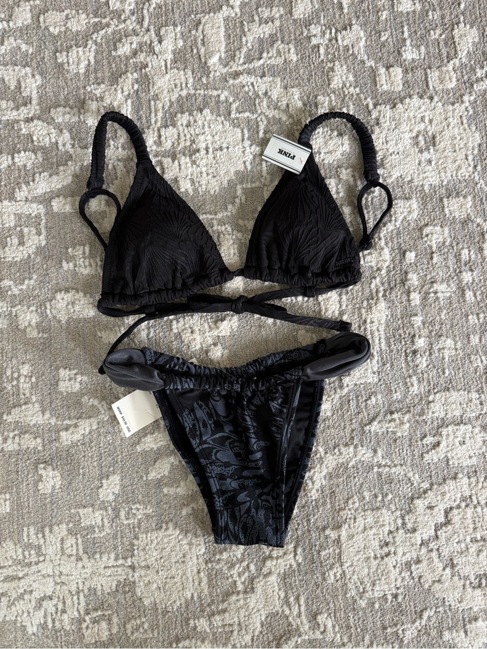Size medium top small bottoms Victoria’s Secret pink black top and Bikini Set